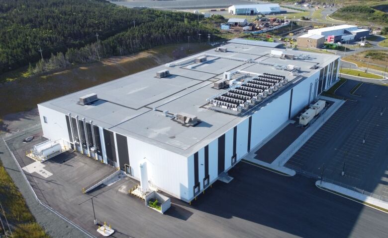 An aerial view of a large cannabis production facility in Newfoundland.