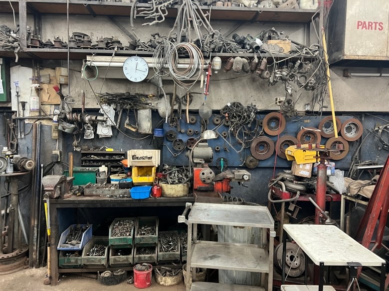 Assortment of tools and car parts 