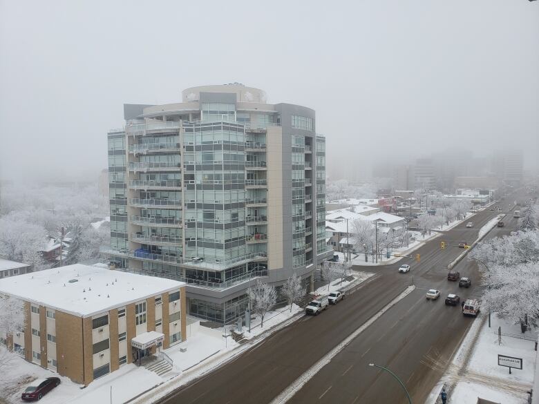 Regina is cloaked in a layer of fog on Jan. 19. A temperature inversion in the atmosphere has allowed it to develop over the last few weeks.