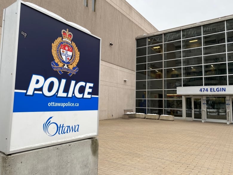 An Ottawa police sign outside a police station.