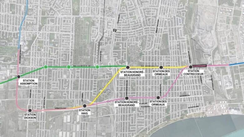 A map showing two possible routes. 