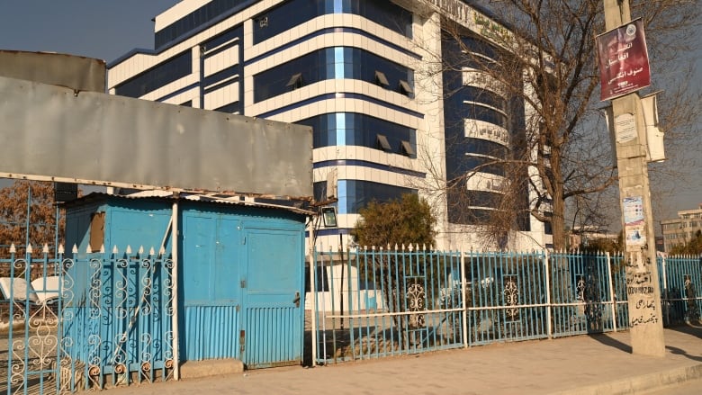 A December 2022 photo shows a view of an entrance gate to a private university in Kabul.