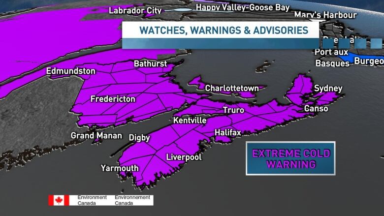 ECCC has issued an extreme cold warning for Friday and Saturday.