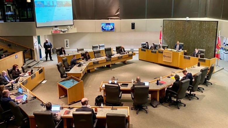 Sudbury councillors inside council chambers 