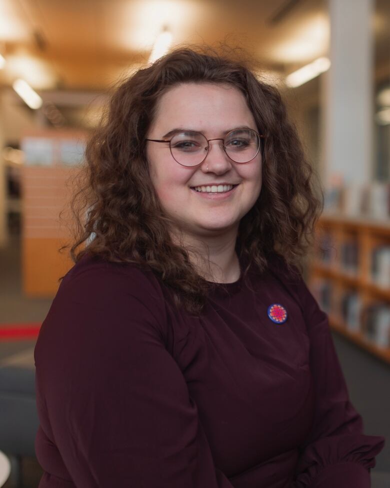 CBC video journalist Claire Palmer at Vancouver Island Regional Library in Nanaimo.