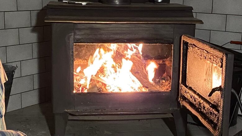 Wood burning stove.