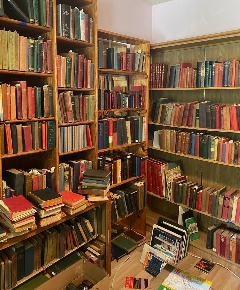 Bookshelves filled with old books