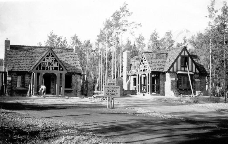 Banff National Park Gate circa 1935 submitted by Parks Canada and pulled from th Cultural Resources Management Archives. 