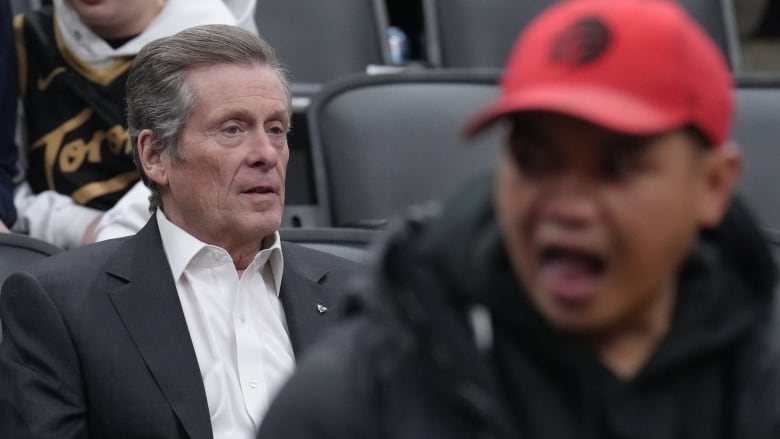 Toronto Mayor John Tory in the stands at a Raptors game