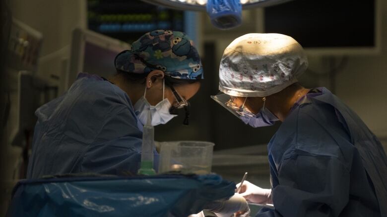 Doctors are seen performing a surgery a Toronto's Hospital for Sick Children.