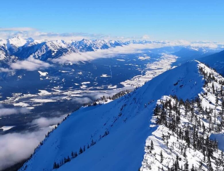 An overhead shot of a mountain.