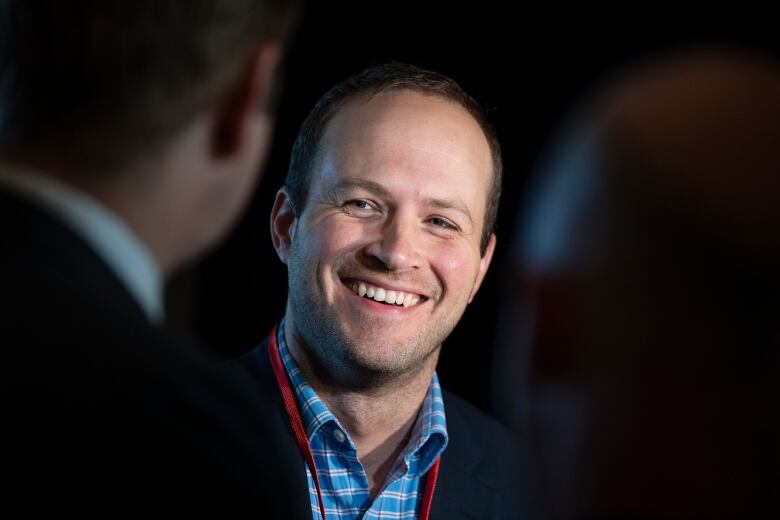 Member of Parliament for BeachesEast York Nathaniel Erskine-Smith speaks to reporters during the Liberal summer caucus retreat in St. Andrews, N.B. on Monday, September 12, 2022.