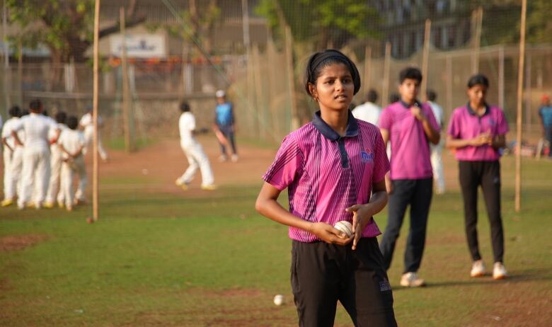 Janvi Vasaikar, 12, practices with her teammates in Mumbai, all of whom are feeling inspired watching the inaugural season of India's new women's cricket league. 