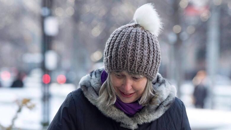 Linda Babcock, mother of Laura babcock, arrives at a Toronto courthouse on Monday, February 12, 2018 for the sentencing of Dellen Millard and Mark Smich who were found guilty of the first degree murder of Laura Babcock. 