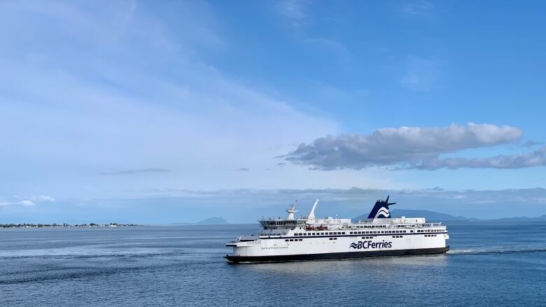 A B.C. ferry sails towards Tsawwassen. 