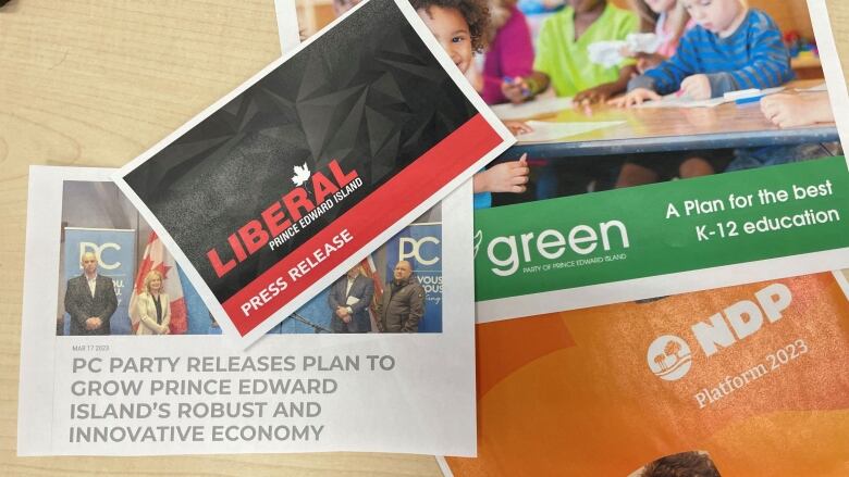 Pamphlets from the P.E.I. political campaign.