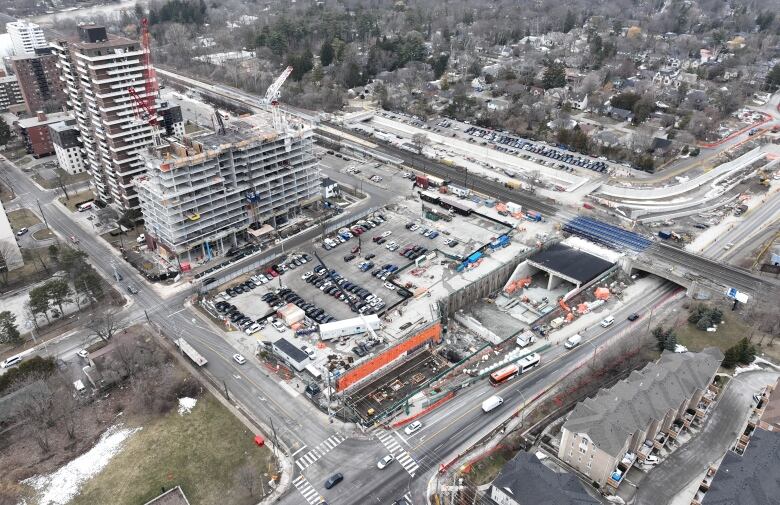 Drone shots of construction in Mississauga. 