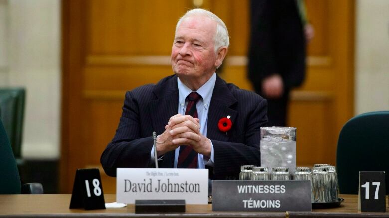 Former governor general David Johnston appears before a Commons committee reviewing his nomination as elections debates commissioner on Parliament Hill in Ottawa on Tuesday, Nov. 6, 2018.