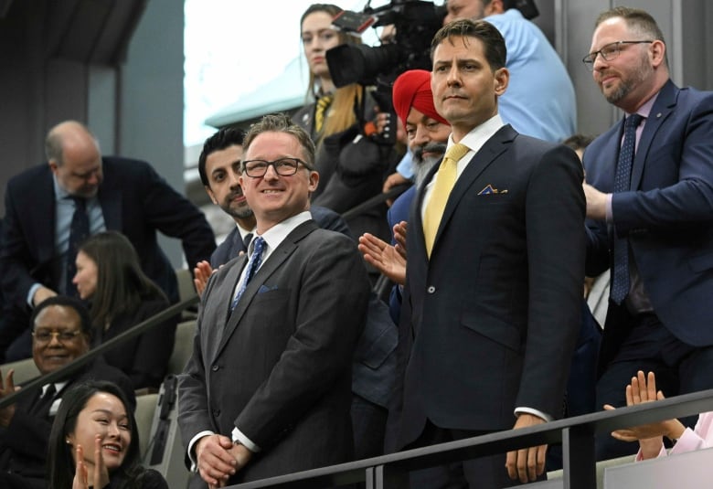 Canadians Michael Kovrig and Michael Spavor pictured in the gallery of the House of Commons.