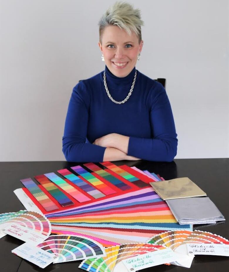 colour swatches sit on a black table