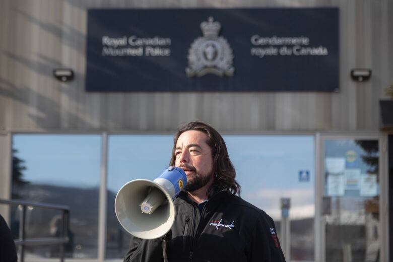 Man with megaphone.