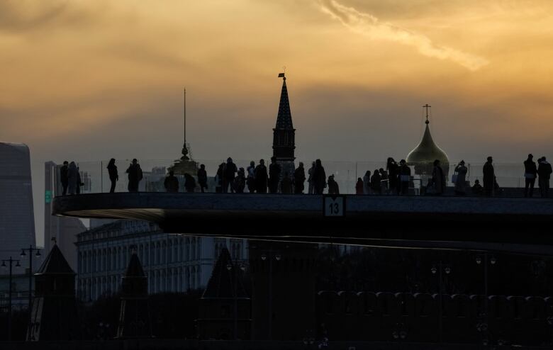 A view of a sunset, as seen in Moscow, Russia.