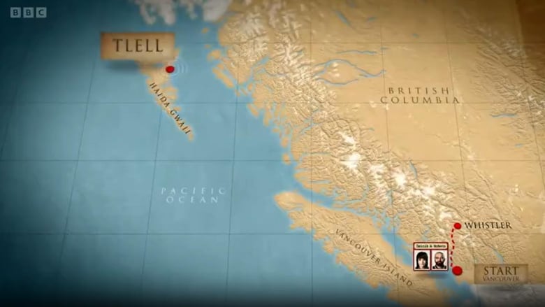 A graphic from the Race Across the World episode set in B.C. shows the difficulties one of the teams would face in finding a way to get from Vancouver to Haida Gwaii if they headed to Whistler first. 