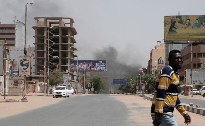 Smoke rises over the city of Khartoum.