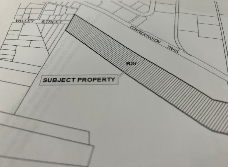 A picture of a section of rezoned land coming up against Valley Street.