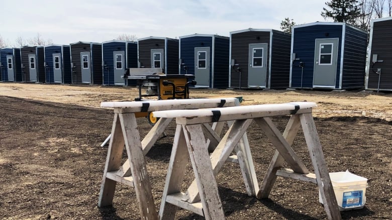 a row of tiny homes