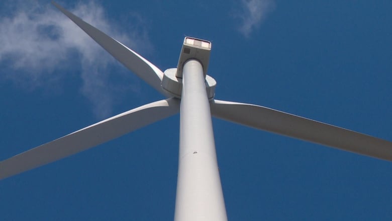 Aerial view of a wind turbine