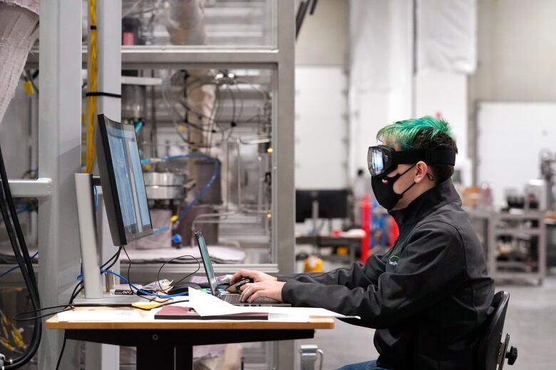 A worker in a factory is pictured in Everett, Washington.