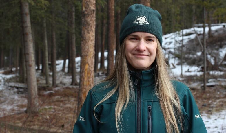 Kim Fisher, interpretation coordinator at Banff National Park, is pictured in the park in April 2023.