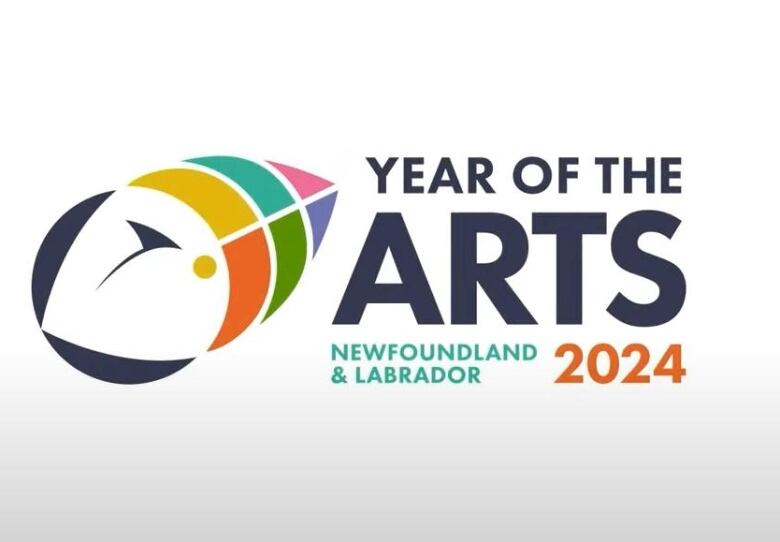 A logo reads 'Year of the Arts Newfoundland & Labrador 2024.' It also features a design of a puffin's head with a multi-coloured beak.