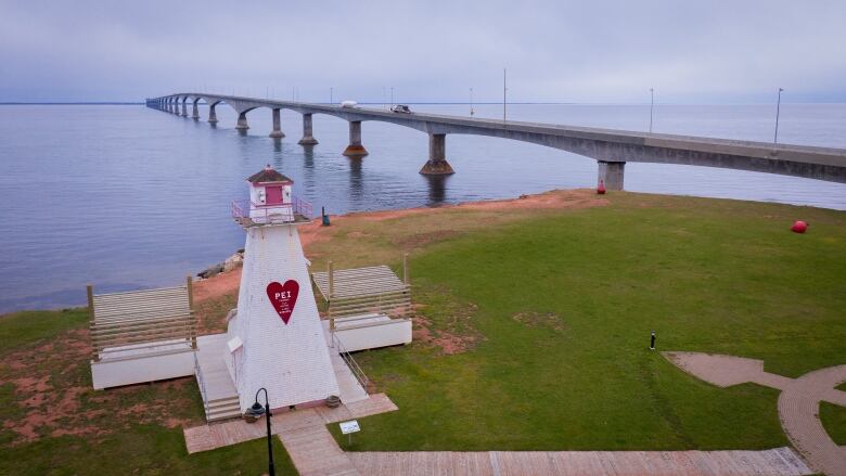 Confederation Bridge and lighthouse on a cool November morning.