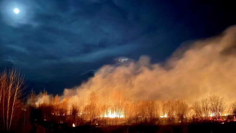 Wildfires at night.