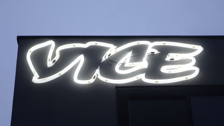 A logo spelling the word Vice is shown on the side of a building.