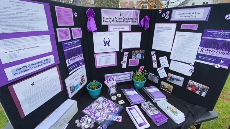 Booth set up for Family Violence Prevention Week.