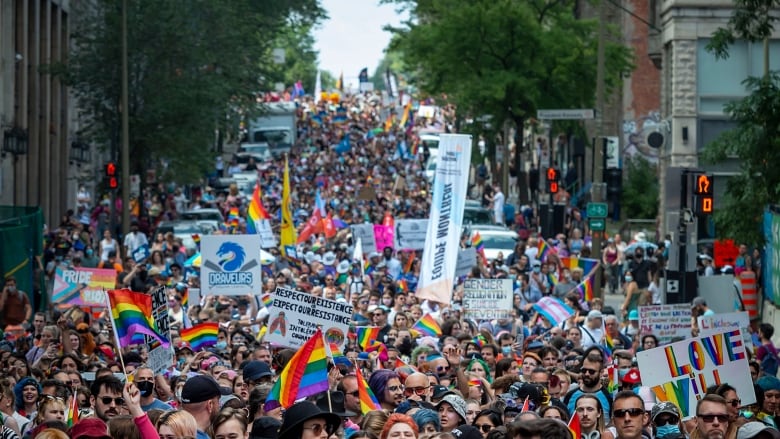 Thousands turned out to walk in the Montreal Pride parade, Sunday, Aug. 15, 2021.