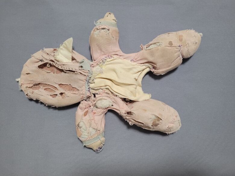 The tattered remains of an old stuffed doll.