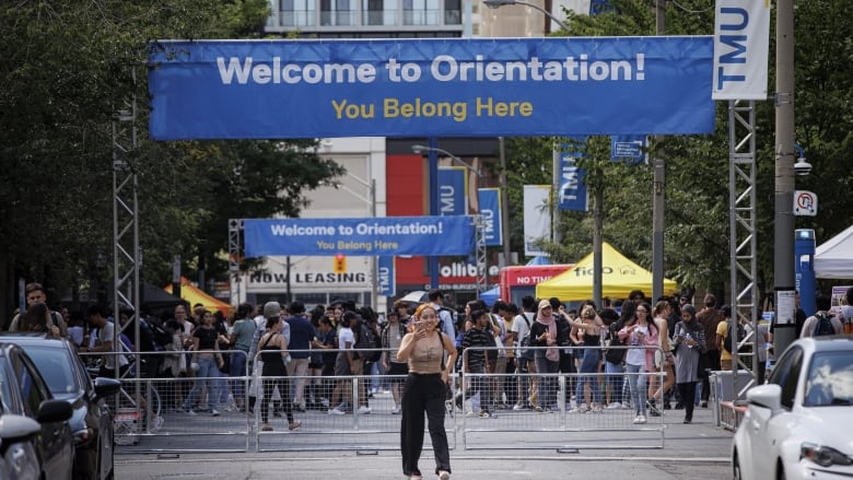 posters reading welcome to orientation and TMU.