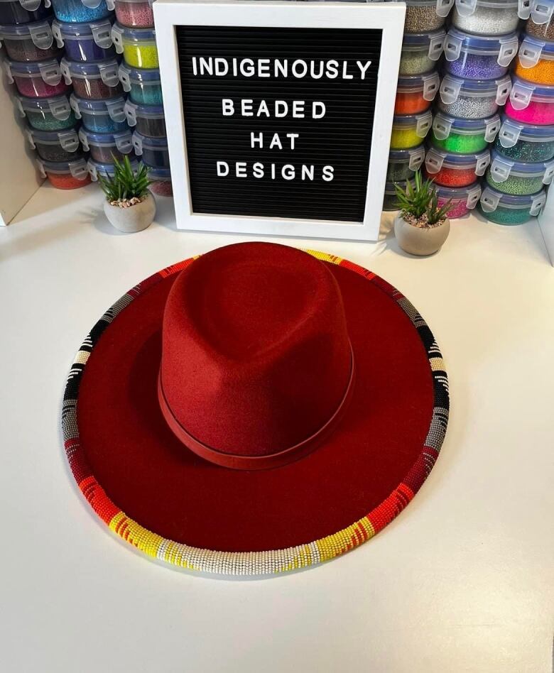 CEO and creator Tanya Straightnose makes beaded felt hats for men and women.