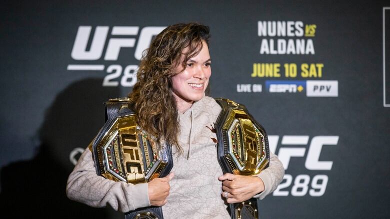 UFC fighter Amanda Nunes is pictured prior to UFC 289 in Vancouver, British Columbia on Wednesday, June 7, 2023. 