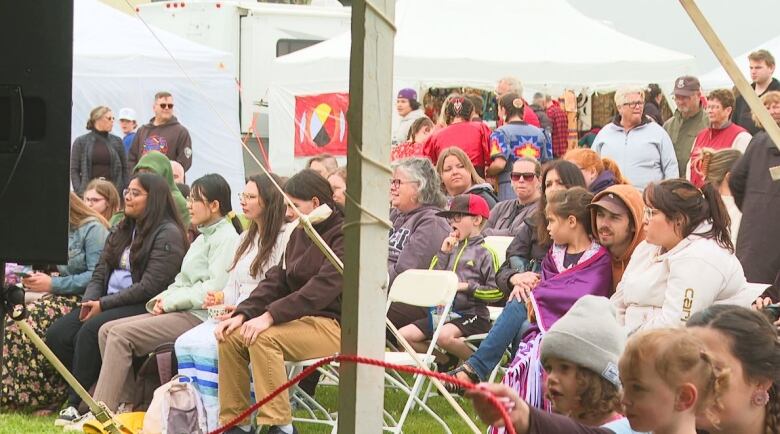 Crowd at pow wow at Abegweit First Nation.