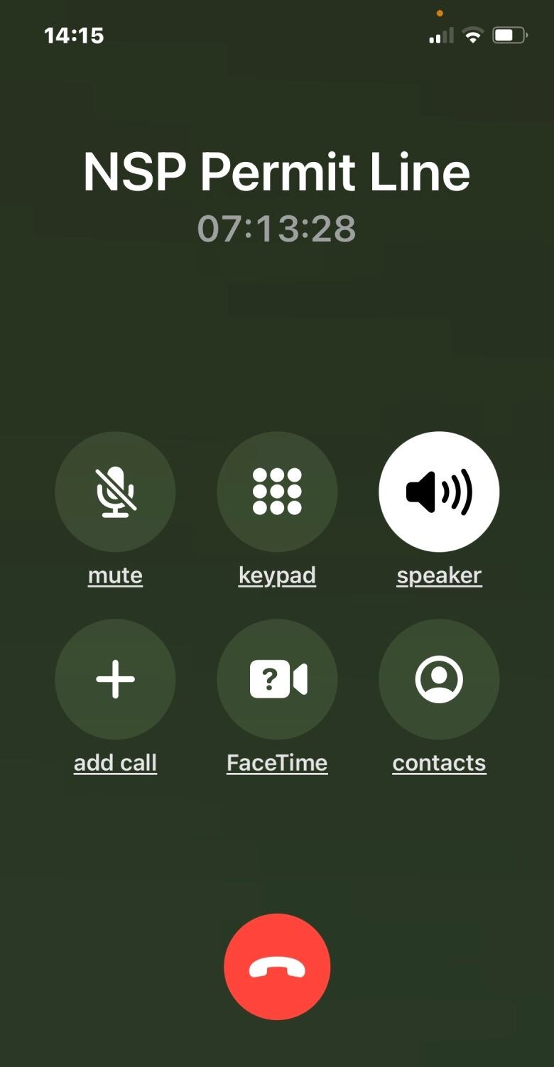 A screenshot of a phone call that has lasted more than seven hours is shown.