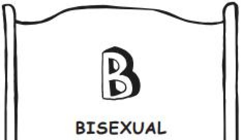 The letter 'B' hovers above the word 'bisexual.'