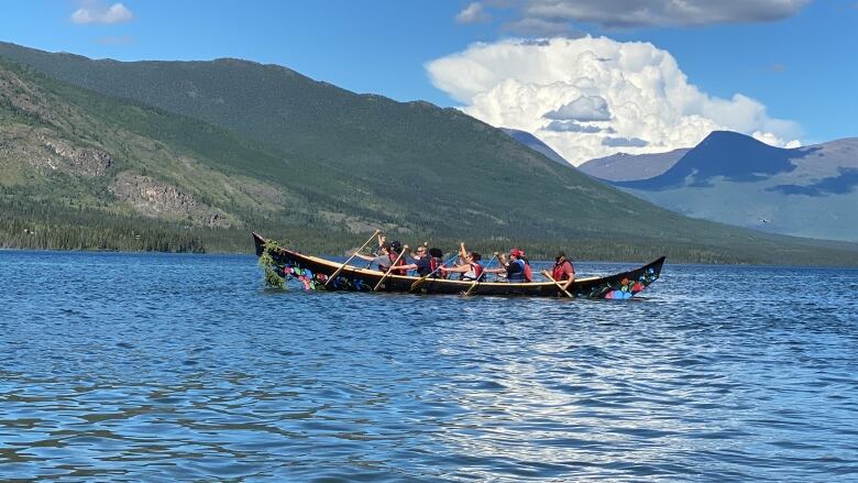 Paddlers in a canoe