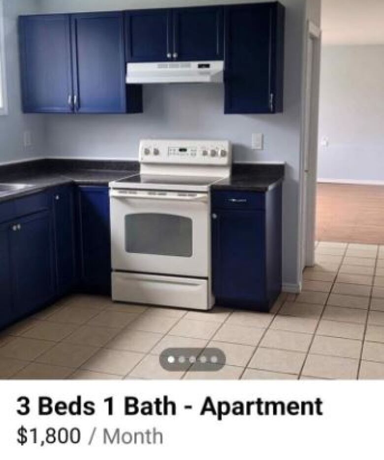 An ad with a photo of kitchen. Text underneath the photo reads 