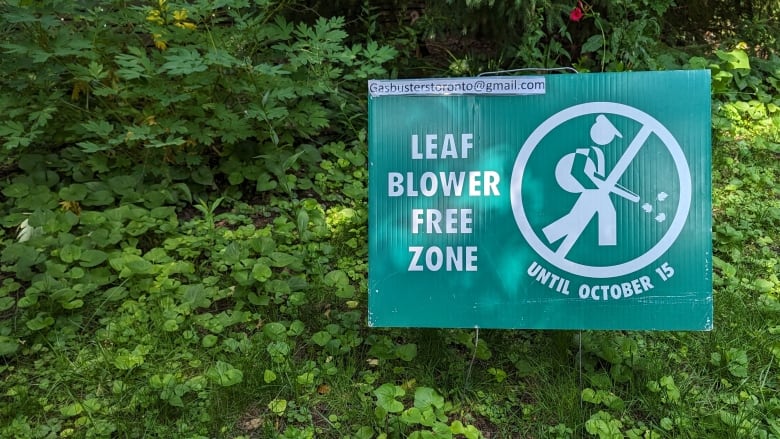 A green lawn sign is shown with the slogan 