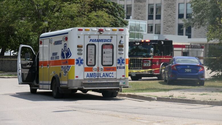 An ambulance and a fire truck. 